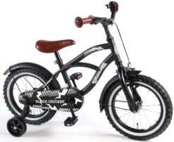 Volare Black Cruiser 14" Drengecykel Med Støttehjul