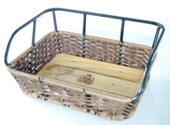 Avenue Kurv I Brun Flet, Aluminium Og Træ Sort